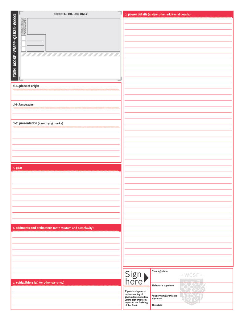 Stillfleet Character Sheet and Pregens