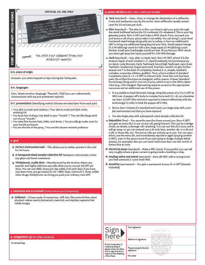 Stillfleet Character Sheet and Pregens