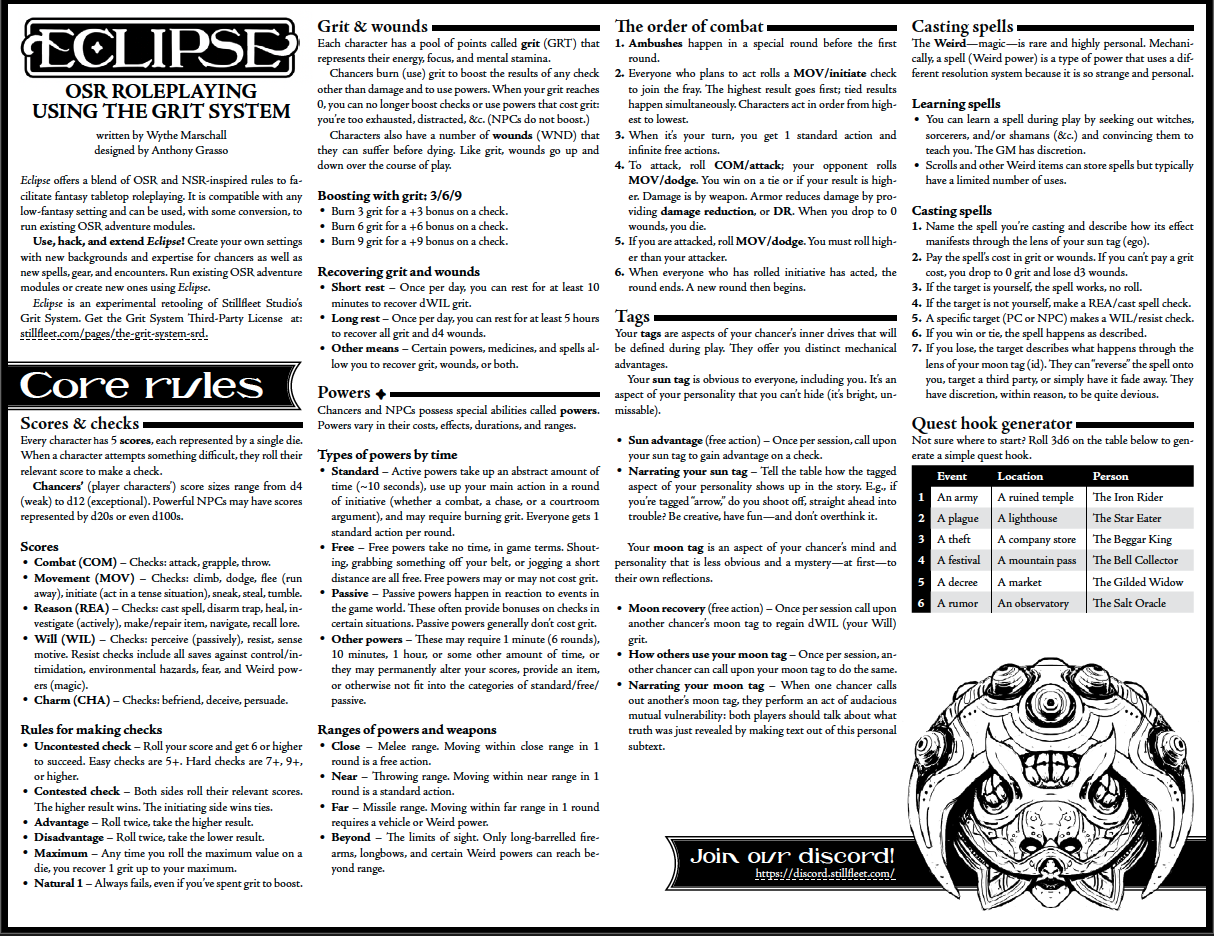 ECLIPSE One-Page RPG