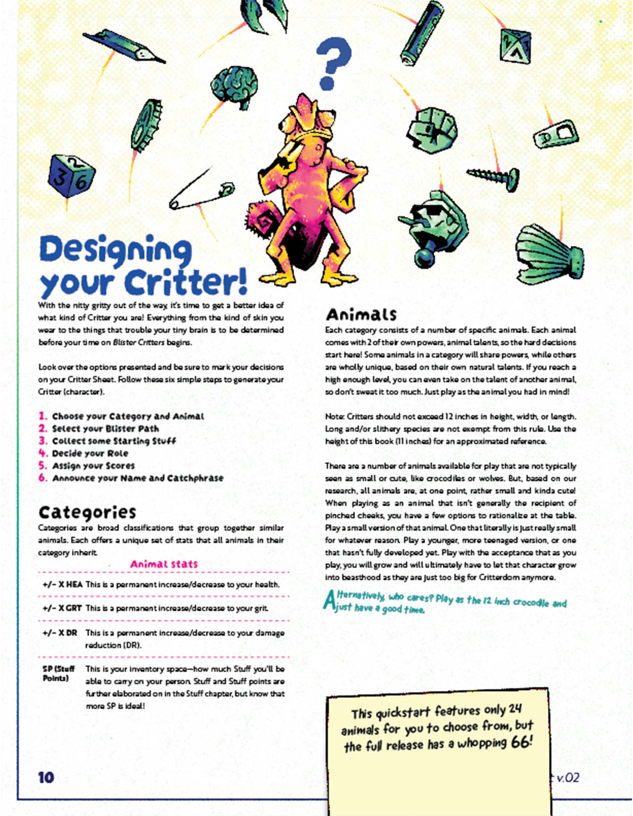 The Blister Critters Quickstart Rules