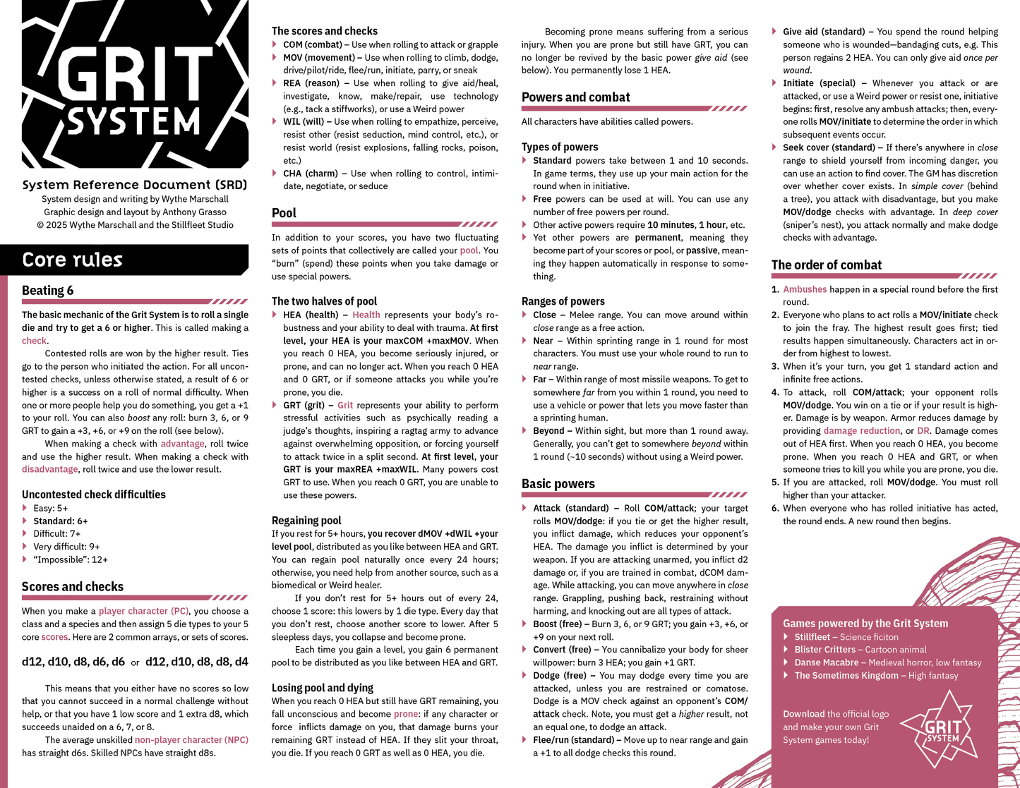 The Grit System One-Page SRD